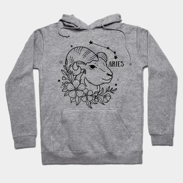 Zodiac Garden Floral Design: Aries Hoodie by The Cosmic Pharmacist